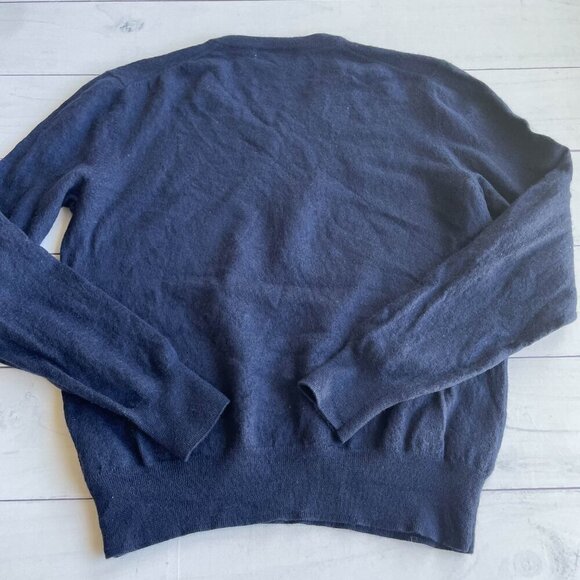 Brooks Brothers Men's 100% Saxxon Wool V-Neck Sweater, Navy Blue - Size Large - Picture 11 of 12